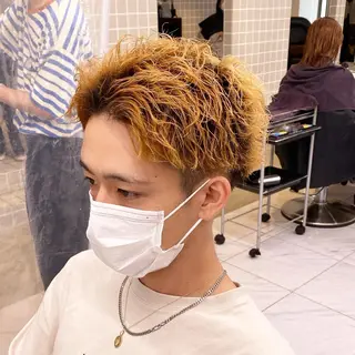 ショート カラー パーマ メンズ *モデル募集🤍横浜 透明感カラー🫧のヘアスタイル