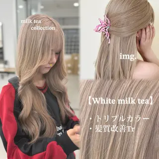 ロング カラー NAMI🤎ブラウン &ミルクティー🤍のヘアスタイル