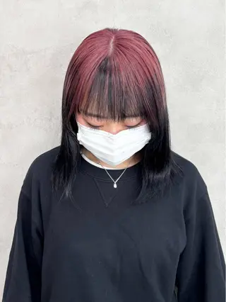 ミディアム カラー Rin♡透明感ピンク 🎀白肌ラベンダーのヘアスタイル