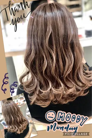 セミロング カラー 永島 桜のヘアスタイル