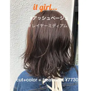 ミディアム カラー パーマ 【白髪ぼかし 専門GBG】自由が丘のヘアスタイル