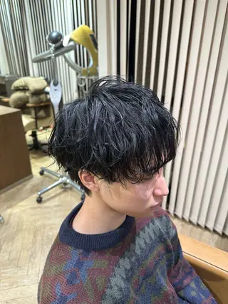 ショート メンズ メンズ特化/フェザー パーマ 和哉のヘアスタイル