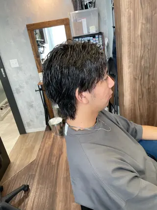 パーマ メンズ Lull1人美容室 バレイヤージュのヘアスタイル