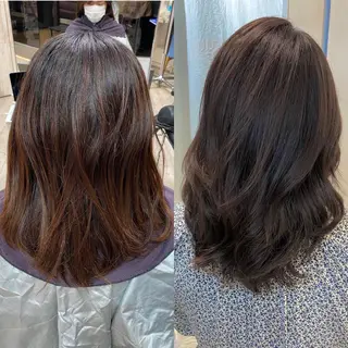 ミディアム カラー 顔まわりカット🌟 くびれヘア/寺門遥輝のヘアスタイル