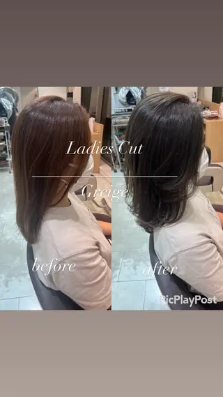 ミディアム カラー 大人デザイン 🍃MORIKA🍃のヘアスタイル