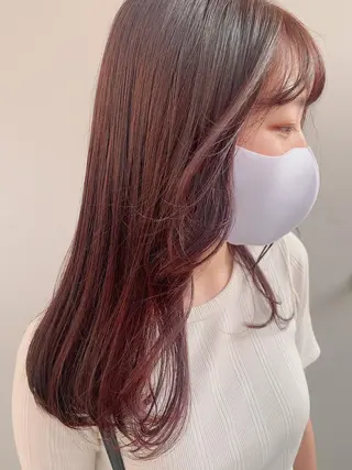 セミロング カラー ayaka 縮毛矯正レイヤーのヘアスタイル