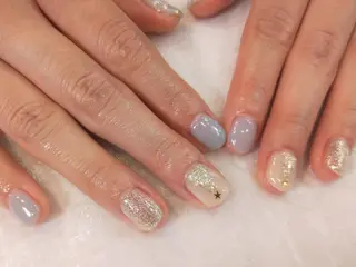 ネイル はばすみれ🎀ﾈｲﾙ 光ﾌｪｲｼｬﾙ ﾍｱのネイルデザイン