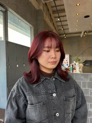 ミディアム カラー 透けるカラー 🫧かふうのヘアスタイル