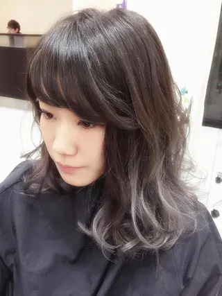 ミディアム セミロング ロング カラー パーマ 神山 昌子のヘアスタイル