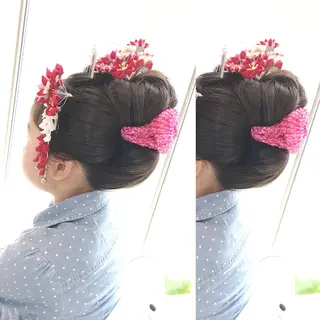 ヘアアレンジ キッズ 早朝✨ヘアセット 着付け/清水玲歌のヘアスタイル