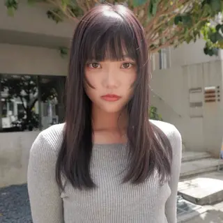 ミディアム ボブ/縮毛矯正/ レイヤー/塚田のヘアスタイル