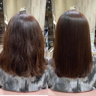 ミディアム パーマ 顔まわりカット🌟 くびれヘア/寺門遥輝のヘアスタイル