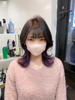 セミロング カラー 韓国ヘア🇰🇷 スズキのヘアスタイル