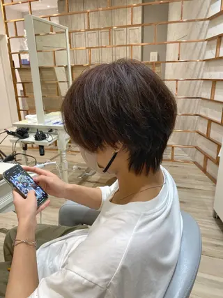 ショート カラー メンズ キッズ 暖色/顔周りカット/ レイヤー/成田悠里のヘアスタイル