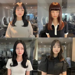 セミロング カラー 韓国🇰🇷レイヤー 映える顔周り🩷のヘアスタイル