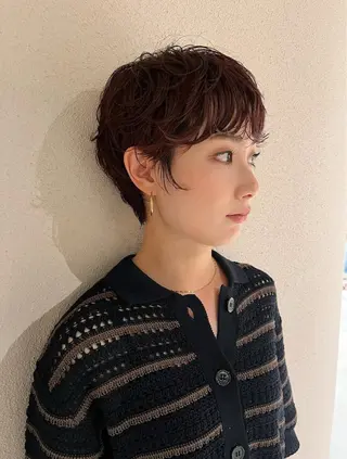 ショート カラー パーマ 森田遥奈/透明感カラ ー/似合わせカットのヘアスタイル