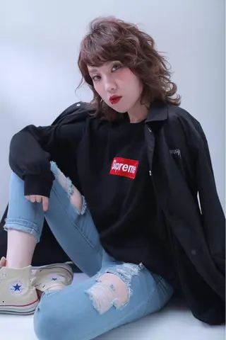 セミロング カラー ヘアアレンジ 烏丸韓国ヘア🇰🇷 ayaka🎀のヘアスタイル