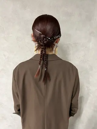 セミロング カラー ヘアアレンジ メンズ mana 暖色カラーカットのヘアスタイル