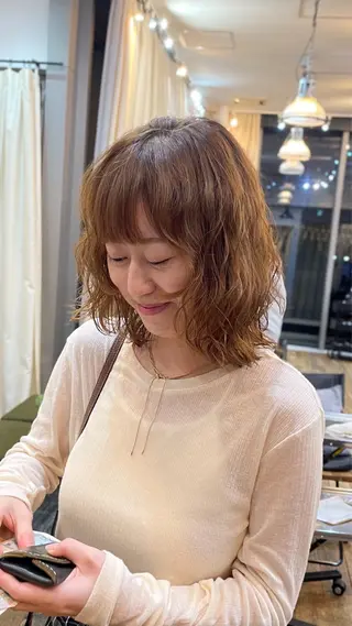 ミディアム パーマ kahona/カラー /パーマ/銀座のヘアスタイル