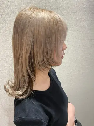 セミロング カラー 似合わせレイヤー/ Wカラー🧸こころのヘアスタイル