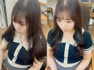 セミロング カラー パーマ ヘアアレンジ メンズ キッズ ネイル マツエク・マツパ アイブロウ レイヤーカット／顔周 りカット/縮毛矯正のヘアスタイル