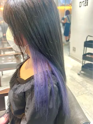 セミロング カラー ヘアアレンジ ネイル 🌈インナーカラー ‘ショウマ’🌈のヘアスタイル