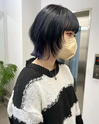 ミディアム カラー ブリーチダブルカラー ハイライト/山本喜熙のヘアスタイル