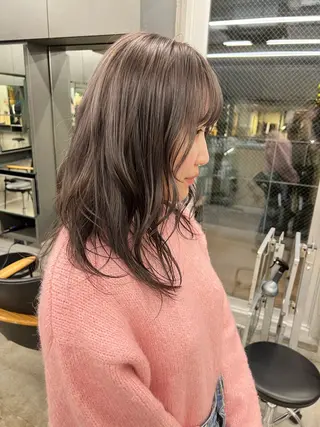 ミディアム カラー パーマ ヘアアレンジ メンズ キッズ mana 暖色カラーカットのヘアスタイル