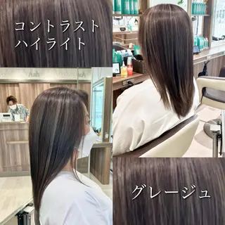 ロング 雅/ダブルカラー/ 白髪ぼかしハイライトのヘアスタイル