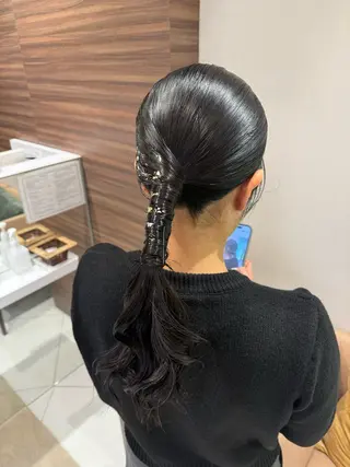 セミロング ヘアアレンジ 韓国ヘアメイク🎀/ 縮毛矯正✨山本媛香のヘアスタイル