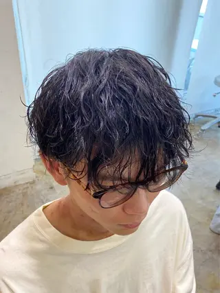 ショート パーマ メンズ レイヤーボブ/ 艶カラー/サナ🌼のヘアスタイル