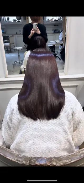 ミディアム 美髪矯正 透明感 カラー⭐️ユウキのヘアスタイル