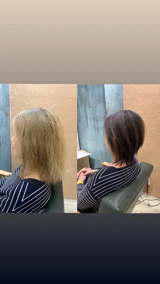 ミディアム カラー パーマ たけかわ みずきのヘアスタイル