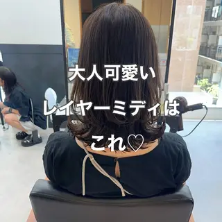 ミディアム カラー パーマ ヘアアレンジ メンズ レイヤーカット／顔周 りカット/縮毛矯正のヘアスタイル