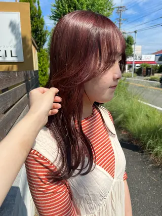 セミロング カラー パーマ ヘアアレンジ ちひろ /似合わせカラーのヘアスタイル