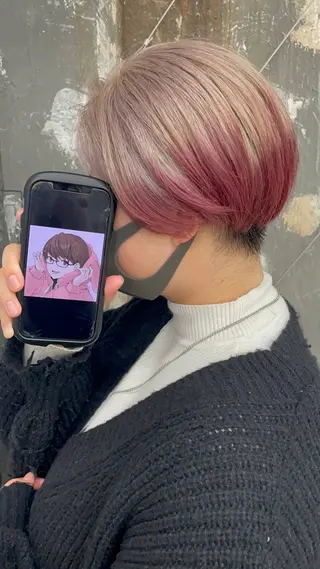 セミロング カラー インナーカラー 推し ブリーチ  髪質改善のヘアスタイル