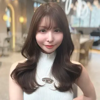 セミロング カラー 新宿/韓国風レイヤー 髪質改善/渋谷直樹のヘアスタイル