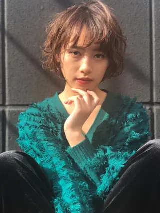 ショート パーマ カラー 【全席個室サロン】 NUMBER 天王寺のヘアスタイル