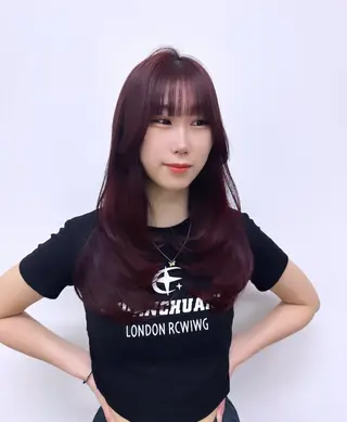 ロング カラー ヘアアレンジ 酸性縮毛矯正🧴韓国 レイヤー/髪質改善のヘアスタイル