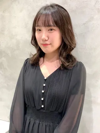 ミディアム カラー ✨コテ巻き風パーマ ✨川合佑哉のヘアスタイル