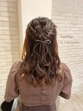 セミロング ヘアアレンジ シールエクステ横浜 🐏☁️miminaのヘアスタイル