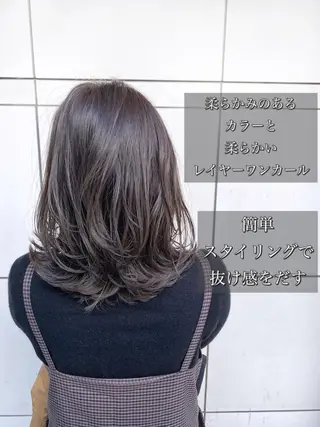 ミディアム カラー 沖 宜志のヘアスタイル
