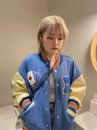 ミディアム カラー メンズパーマ💈藤田 晃志のヘアスタイル