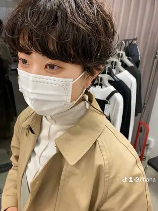 ショート カラー パーマ 表参道🌿赤み消し カラー/チナツのヘアスタイル