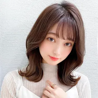 ミディアム カラー パーマ モテ髪×トレンド💕 小顔レイヤー 金井のヘアスタイル