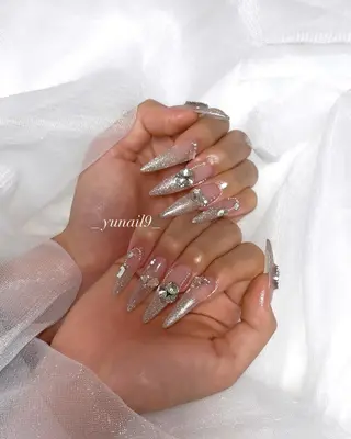 ネイル メラク難波/長さだし パラジェルフィルインのネイルデザイン