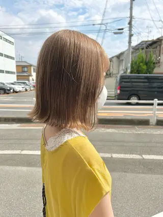 ミディアム カラー ぱつボブ/ ショート/YUKIのヘアスタイル
