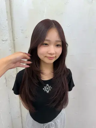 ロング カラー 𝙃𝘼𝙍𝙐🎀 韓国×エクステのヘアスタイル