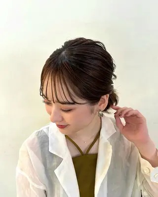 ショート ヘアアレンジ レイヤー/ボブ/透明 感カラー/佐藤奈由のヘアスタイル