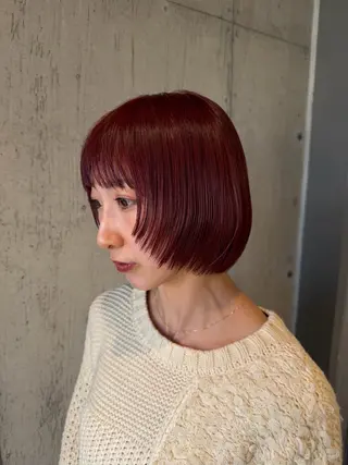 ミディアム カラー ヘアアレンジ ボブ×艶カラー 特化・リクト💥のヘアスタイル